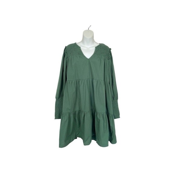 Tuckernuck Pomander Place Smocked Dress Womens Size XS Tiered Long Sleeve Green - Picture 5 of 14